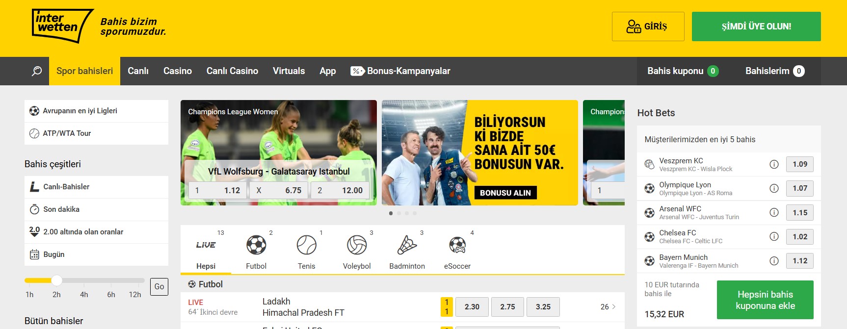 İnterwetten Spor Bahisleri